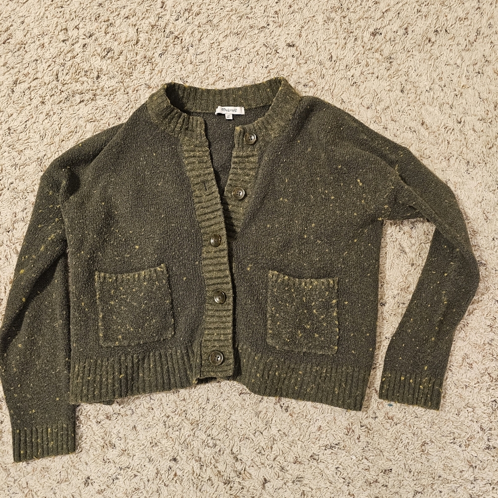 Madewell Green Button-Up Cardigan